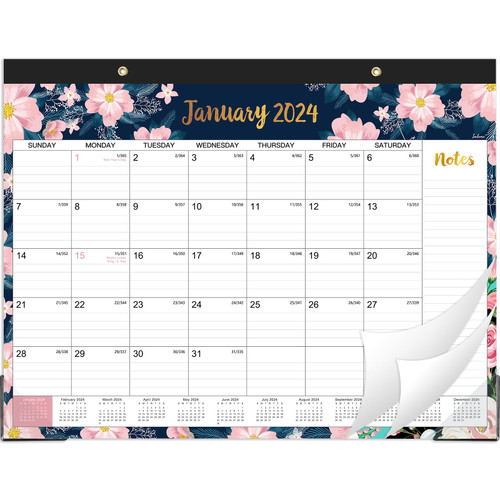 Desk Calendar 2024 - Calendar 2024 from January 2024 - December 2024, Cover 12 Months Large Monthly Calendar, 22" x 17", Desk Pad, Large Ruled Blocks, Best Desk Calendar for Organizing