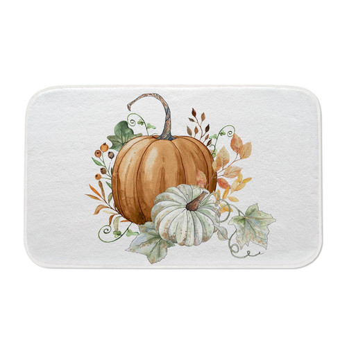 Fukeen Orange Pumpkin Fall Bathroom Rugs Autumn Maple Leaves Bath Mat Non-Slip 20x32 Inch Bath Rug Soft Fall Harvest Plush Floor Mats Thanksgiving Day Decor for Bathroom Tub Shower Kitchen