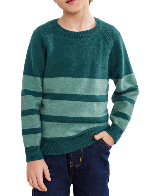 Arshiner Boys Sweater Pullover Cute Stripe Sweater Kids Knit Sweater Long Sleeve Crewneck Sweater for Boys Green 9-10 Years