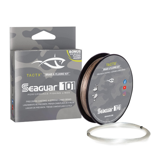 Seaguar 101 TACTX Braided Camo Fishing Line Braid and Fluoro Kit, 300Yds, 15Lbs Line/Weight, Camo - 15TCX300