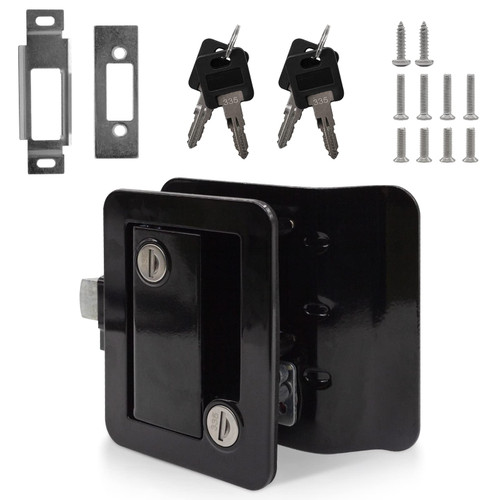 RV Entry Door Lock, RV Travel Trailer Door Latch with Paddle Deadbolt, Camper Door Latch Handle with Keys RV Door Lock Replacement Kit for Camper Trailer Cargo Hauler