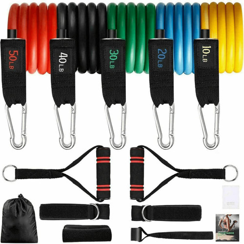 13-Pcs Intey Resistance Band Home Workout Set - Portable Resistance Bands with Door Anchor, Handles, Legs Ankle Straps - Home Gym Resistance Training