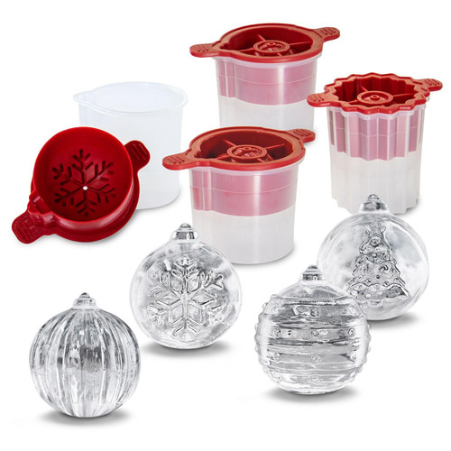 Sur La Table x Tovolo Ornament Ice Sphere Molds, Set of 4, Red