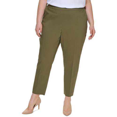 Calvin Klein Womens Plus Slim Leg Office Cropped Pants Green 16W