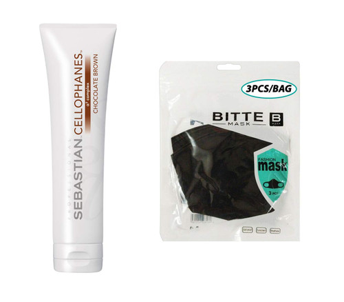 CELLOPHANES Chocolate Brown, Color Revitalizer with A3 Complex (Chocolate Brown - 10.1 oz / 300 ml) with Re-usable Fashion Mask (3 pcs)