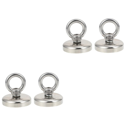 Baluue 4 Pcs Pull Ring Magnetic Clothes Hook Decorative Knobs Magnetic Wall Hooks Eyebolt Magnetic Hooks Industrial Magnetic Hooks Strong Magnet Stainless Steel to Rotate Magnetic Ring