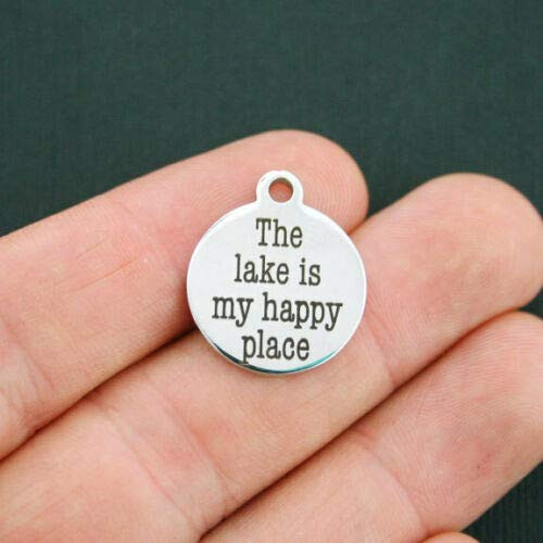 Bulk 10 Charms Lake Stainless Steel Charm - The Lake is My Happy Place