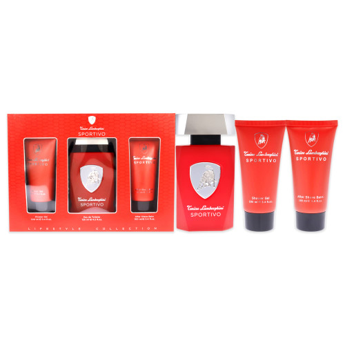 Tonino Lamborghini Lamborghini Sportivo Men 3 Pc Gift Set 4.2oz EDT Spray, 3.4oz After Shave Balm, 3.4oz Shower Gel Tonino Lamborghini Lamborghini Sportivo Men 3 Pc Gift Set 4.2oz EDT Spray, 3.4oz After Shave Balm, 3.4oz Shower Gel