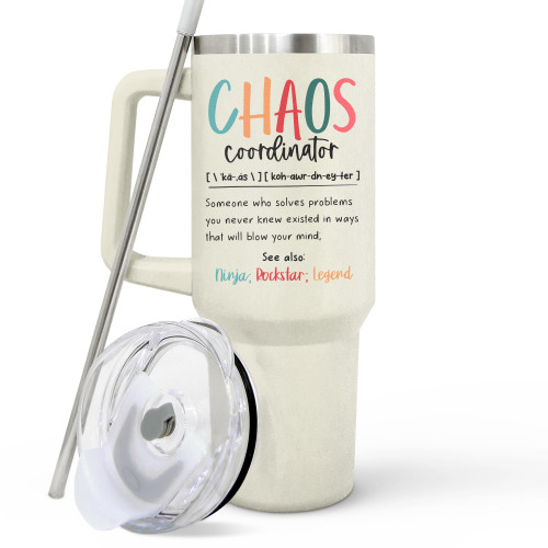 Chaos Coordinator Gifts for Women, Thank You Gifts for Women, Boss Lady Gifts for Women - Birthday, Christmas Gifts for Boss, Teacher, Coworker, Social Worker - Chaos Coordinator Tumbler, Cup 40Oz