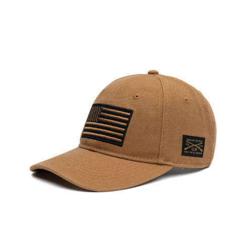 Grunt Style Embroidered American Flag Hat (Natural, One Size)