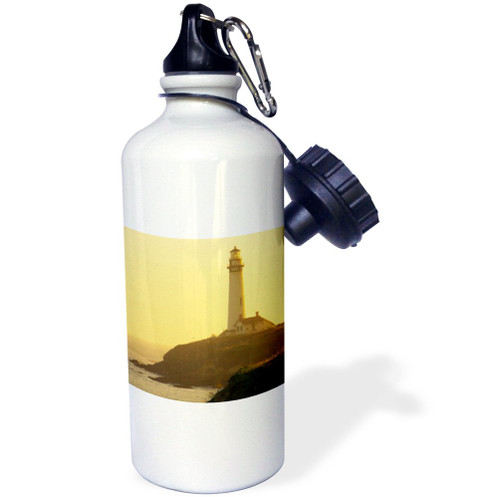 3dRose "Pigeon Point lighthouse, Santa Cruz, California, USA-US05 TNO0036-Tom Norring" Sports Water Bottle, 21 oz, White