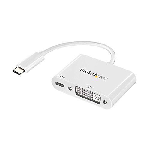 StarTech.com USB C to DVI Adapter - with Power Delivery - White - USB-C Adapter - DVI Adapter - UBC-C Dongle - USB Type C Adapter