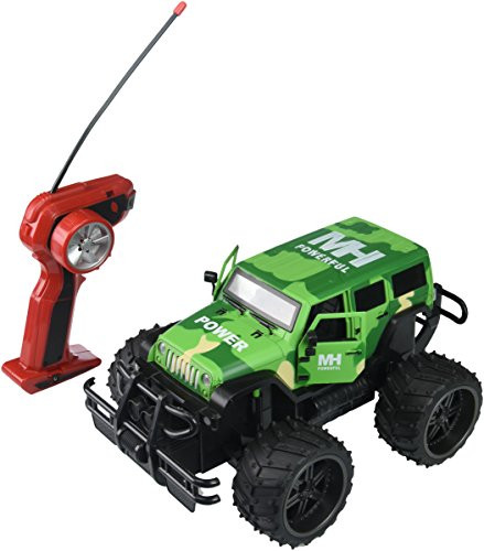 Jeep Wrangler Army Camo Cross Country 1:14 Scale Battery Operated Remote Controlled 4WD 2.4 GHz Toy Jeep RC Truck w/ Remote Control,& Door Opening Action