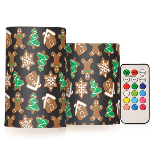 RunningBear Christmas Gingerbread Flameless Candles with Remote Timer Battery Operated LED Pillar Candles Set of 2 Outdoor Flameless Candles for Fall Autumn Decor RunningBear Christmas Gingerbread Flameless Candles with Remote Timer Battery Operated LED Pillar Candles Set of 2 Outdoor Flameless Candles for Fall Autumn Decor