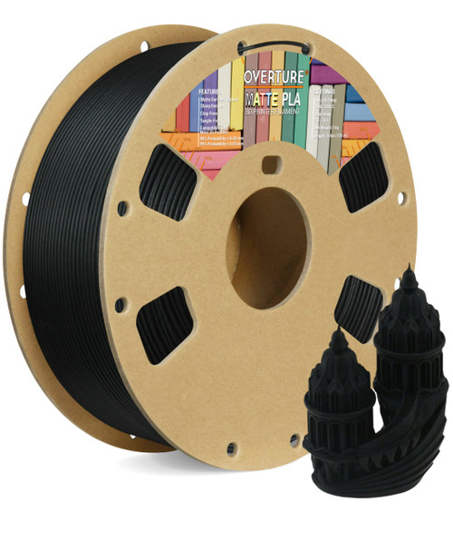 OVERTURE Carbon Fiber Filament 1.75mm, PLA Roll 1kg Spool (2.2lbs),Dimensional Accuracy +/- 0.05 mm,Fit Most FDM Printer (Carbon Fiber Black)