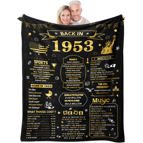Neuturs 70th Birthday Gifts for Men, 70th Birthday Gifts for Women, 70th Birthday Blanket,1954 70 Birthday Gifts, Gifts for 70 Year Old Man, Mens 70 Year Old Birthday Gift Ideas Throw Blanket 60"X 50"