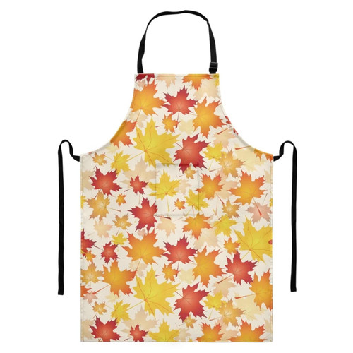 LJMKZJN Maple Leaf Well Adjustable Aprons,Water Oil Stain Resistant Chef Cooking Kitchen Aprons with Pockets for Thanksgiving Day Cooking