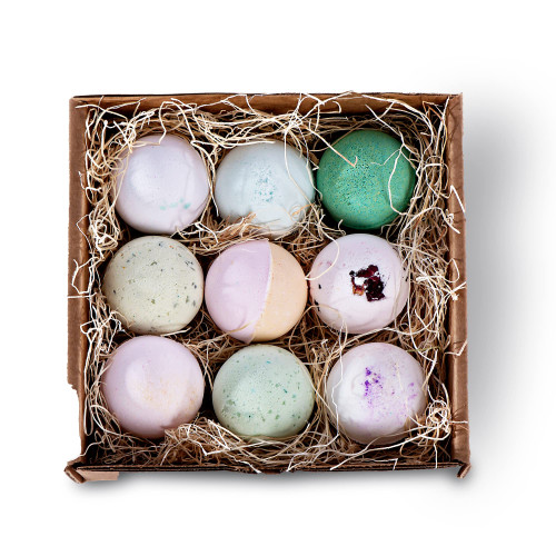 Levity & Co. - Bath Bomb Gift Pack, Handmade Bath Bombs, Moisturizing Bath Bomb Set, Relaxing Scent Bomb, All-Natural Bath Bomb Gift Set for Adults & Kids, Pack of 9