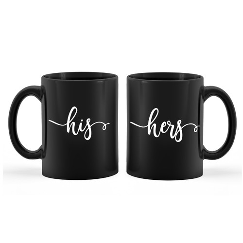 kunlisa His and Hers Coffee Mugs Set,His and Hers Gifts,Wedding Engagement Gifts for Couple Newlyweds,Couples Gifts for Husband and Wife,Bridal Shower Engaged Couples Matching Mugs 11 Ounce (Black)