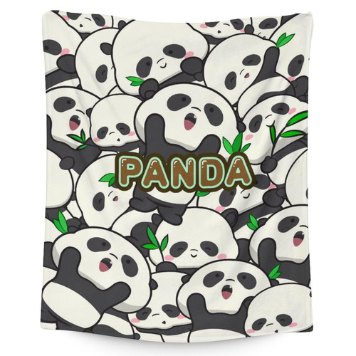 Panda Blanket 40x50 Inches Cute Blankets for Girls & Boys - White Soft Fuzzy Throw for Couch, Sofa