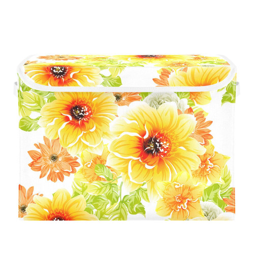 Joko Ivery Flower Foldable Storage Bins Bags for Clothes Fabric Storage Container Organizers with Reinforced Handle Closet Organizers for Dorm Home Closet Bedroom Living Room Office
