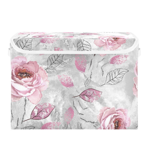 Joko Ivery Flowers Foldable Storage Bins Bags for Clothes Fabric Storage Container Organizers with Reinforced Handle Closet Organizers for Closet Bedroom Living Room Office Dorm Home