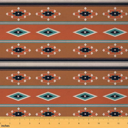Southwestern Upholstery Fabric for Chairs 2 Yards Geometric Fabric by The Yard for Kids Boys Girls Decor Native American Design Decorative Waterproof Outdoor Fabric Tribal Orange Outdoor Fabric
