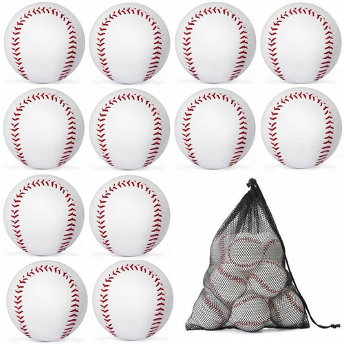 INTOWIND 12Pack Soft Baseballs Hard Baseballs 9 Inch Training Baseball Unmarked Baseballs for Pitching Baseball for Indoor and Outdoor League Training Pitching Autographs