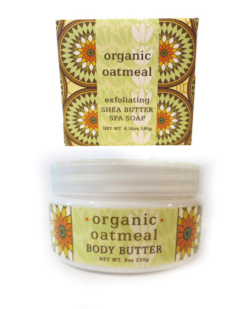 Greenwich Bay Trading Co. Organic Oatmeal Exfoliating Shea Butter Soap and Body Butter Gift Set