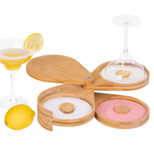 Margarita Glass Rimmer Set, Glolaurge 3-Tier Bar Glass Rimmer Bamboo, Salts/Sugar/Tajin Rimmer for Cocktails, Suitable for Party or Home Bar Margarita Glass Rimmer Set, Glolaurge 3-Tier Bar Glass Rimmer Bamboo, Salts/Sugar/Tajin Rimmer for Cocktails, Suitable for Party or Home Bar