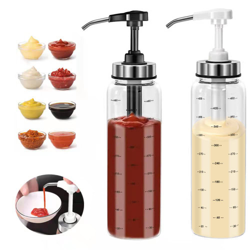 EHUNYELF Condiment Press Bottles, Coffee Syrup Pump Dispenser- No Drip, Glass Pump Dispenser 17 OZ, Dispenser Great for Ketchup, Salad, BBQ Sauce,Honey, Oyster Sauce, Oil.(2 Pack) EHUNYELF Condiment Press Bottles, Coffee Syrup Pump Dispenser- No Drip, Glass Pump Dispenser 17 OZ, Dispenser Great for Ketchup, Salad, BBQ Sauce,Honey, Oyster Sauce, Oil.(2 Pack)