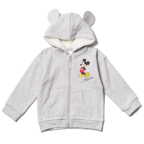 Disney Mickey Mouse Newborn Baby Boy or Girl Fleece Zip Up Hoodie Gray 6-9 Months