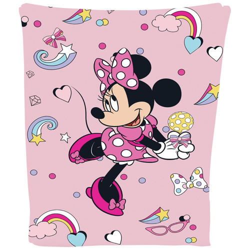 Disney Minnie Mouse Fun Fleece Blanket Throw Super Soft Bed Accessories Gift for Girls Pink