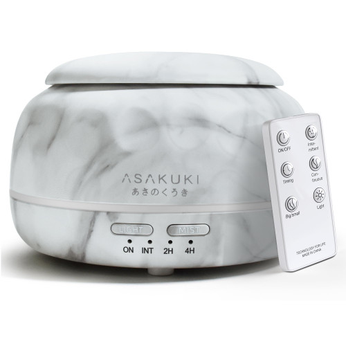 ASAKUKI Essential Oil Diffuser 300ML Aromatherapy Humidifier with 7-Color Light, Small Home Diffuser and Perfect for Relaxation-Marble