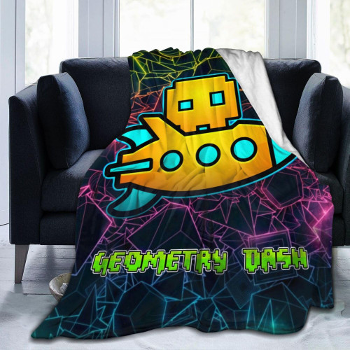 SEADANCE Geometry Cartoon Dash Blanket Soft Flannel Throw Blanket Cozy Bedding for Couch Sofa Bed for Children Kids Adult Gifts All Seasons 50"X40"