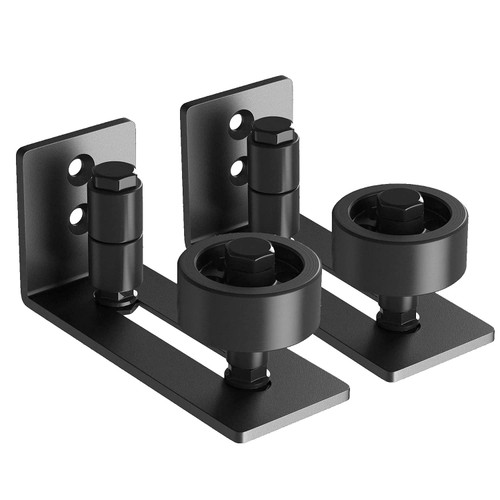 ROOMTEC Sliding Barn Door Floor Guide for Bottom Adjustable Roller, 8 Setup Options, Flush Bottom Flat Barn Door Floor Guide Stay Roller (Floor Guide (2pcs-Black))