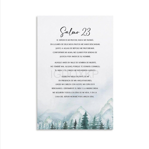MOIKEN Spanish Bible Verse Salmo 23 Poster Spanish Salmo 23 Inspirational Bible Verse Painting Art Poster (Canvas Poster Bedroom Decor Office Room Decor Gift Unframe-style 08x12inch(20x30cm)