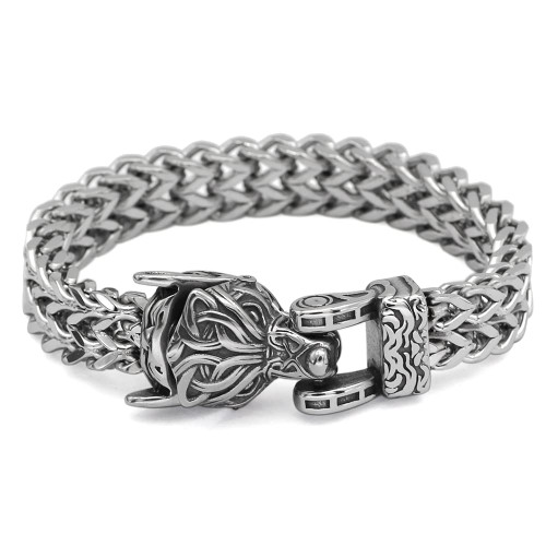 GuoShuang Norse viking wolf Punk Link Bracelets stainless steel Biker Jewelry (silver, 9) GuoShuang Norse viking wolf Punk Link Bracelets stainless steel Biker Jewelry (silver, 9)