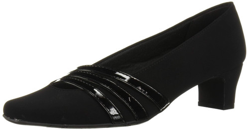 Easy Street Women's Entice Dress Shoe Pump, Black Suede, 11 2W US