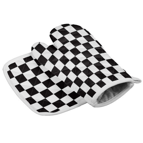 Oven Mitts and Potholder, Classic Black and White Buffalo Check Plaid Heat Resistant Oven Mitts Gloves and Hot Pads Set for Kitchen Cooking Baking Grilling