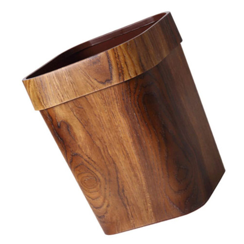 Luxshiny Wood Trash Can Rustic Square Wastebasket Bin Garbage Container Bin Trash Bin Rustic Waste Basket for Home Living Room Bedroom Bathroom Kitchen Office 14L