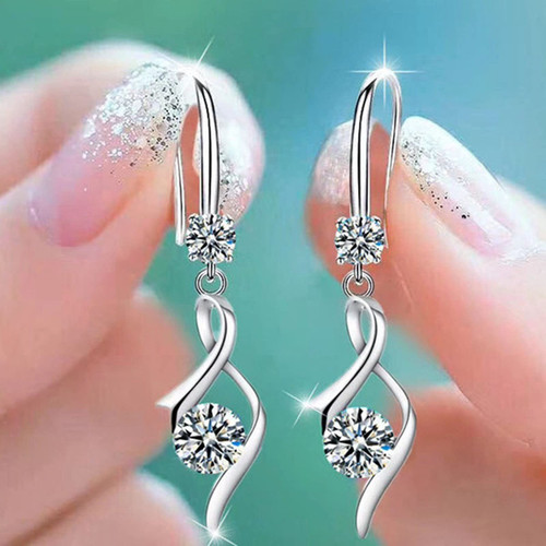 Women's Earrings of Earrings Women A Wedding Pair Gift Synthetic Diamond Jewelry Earrings Earrings Hoop Earring with Charm (Color : White, Size : One Size)