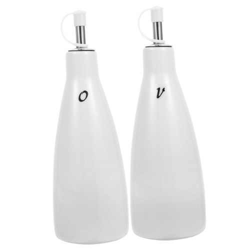 EXQUIMEUBLE 2Pcs Ceramic Oil Vinegar Pot olive oil Vinegar Pourer Bottles metal sauce cruets for vinegar and oil vinegar cruet dispenser white liquid vinegar soy sauce bottle stainless steel EXQUIMEUBLE 2Pcs Ceramic Oil Vinegar Pot olive oil Vinegar Pourer Bottles metal sauce cruets for vinegar and oil vinegar cruet dispenser white liquid vinegar soy sauce bottle stainless steel