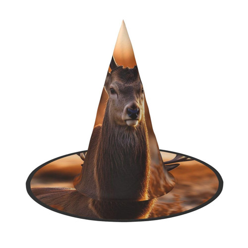 OUSIKA Antler Red Deer Halloween Witch Hat Halloween Costume Accessory Witch Cosplay Hats For Halloween Party Decoration