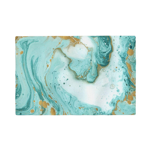 Placemats Heat Resistant Placemat Kitchen Table Place Mat Washable Non-Slip Cloth Place Mat Imitation Linen Fabric Dining Table Mats Teal and Gold Marble Print Placemats