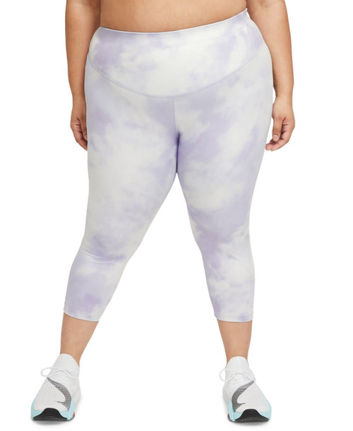 Nike Women's Plus Size One Icon Clash Crop Leggings (Light Thistle/White, 1X)