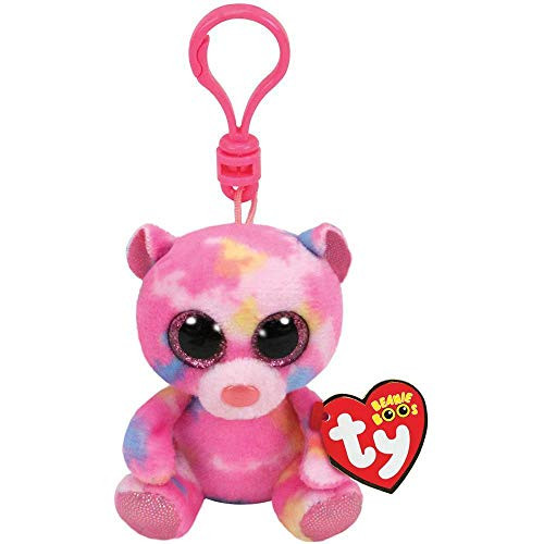 T&Y Ty Beanie Boos FRANKY - Pink Multicolored Bear (Clip)