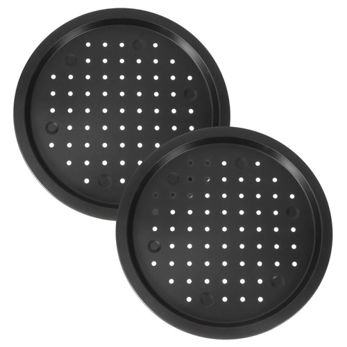 FUOYLOO 2pcs Pizza Tray Round Serving Tray Oven Tray Metal Serving Tray Round Pizza Pan Perforated Pizza Pan Small Pizza Pans Multifunctional Oven Tray Metal Baking Tray Non-stick Oven Pan