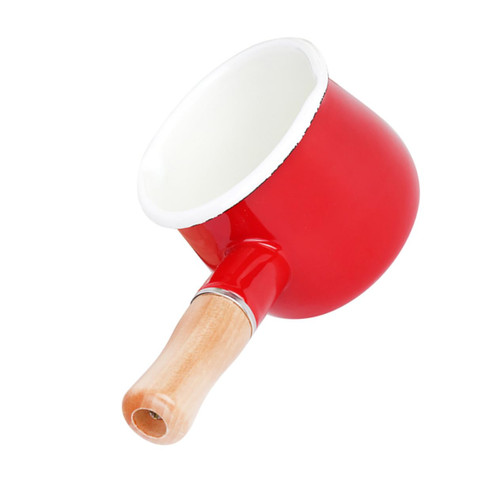FUNOMOCYA Enamel milk pot enamel butter warmer pot enamel sauce pan chocolate warmer melting pot shot espresso glass metal milk pitcher small milk pan portable baby kitchen sauce Wood
