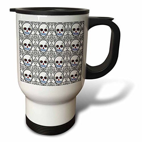 3dRose Day of The Dead Skull, Dia De Los Muertos, Sugar Skull, Stainless Steel Travel Mug, 14-Oz